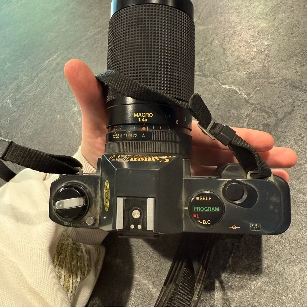 Canon T50 35mm camera vintage working + vivitar macro focus lens